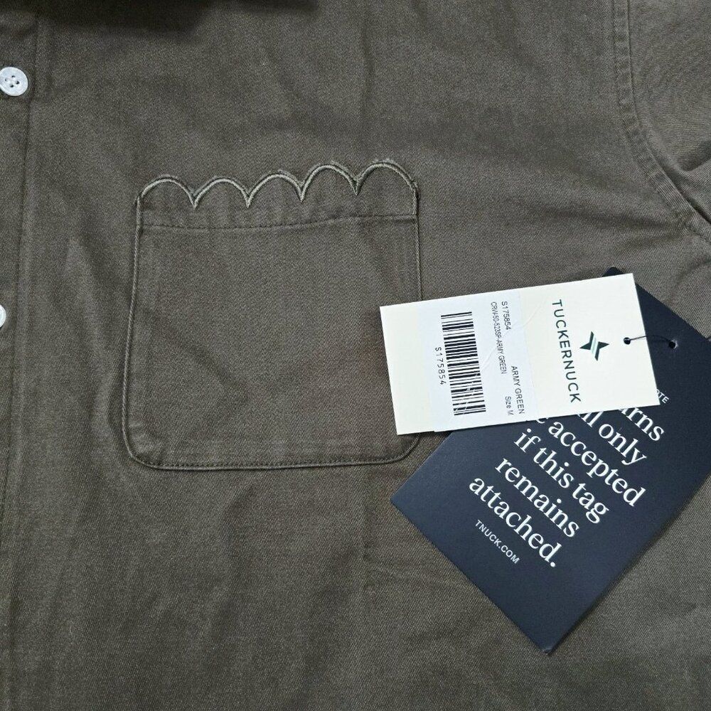 Tuckernuck - M -Army Green Chino Cropped Jasper Button Down‎ - Picture 6 of 7